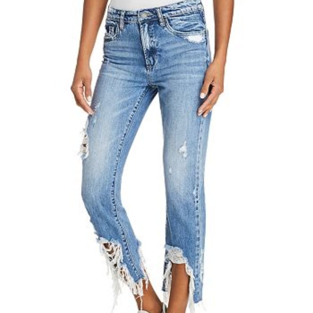 Womens high rise ripped jeans